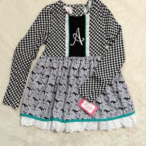 Black and White Gingham Tunic Horse Print